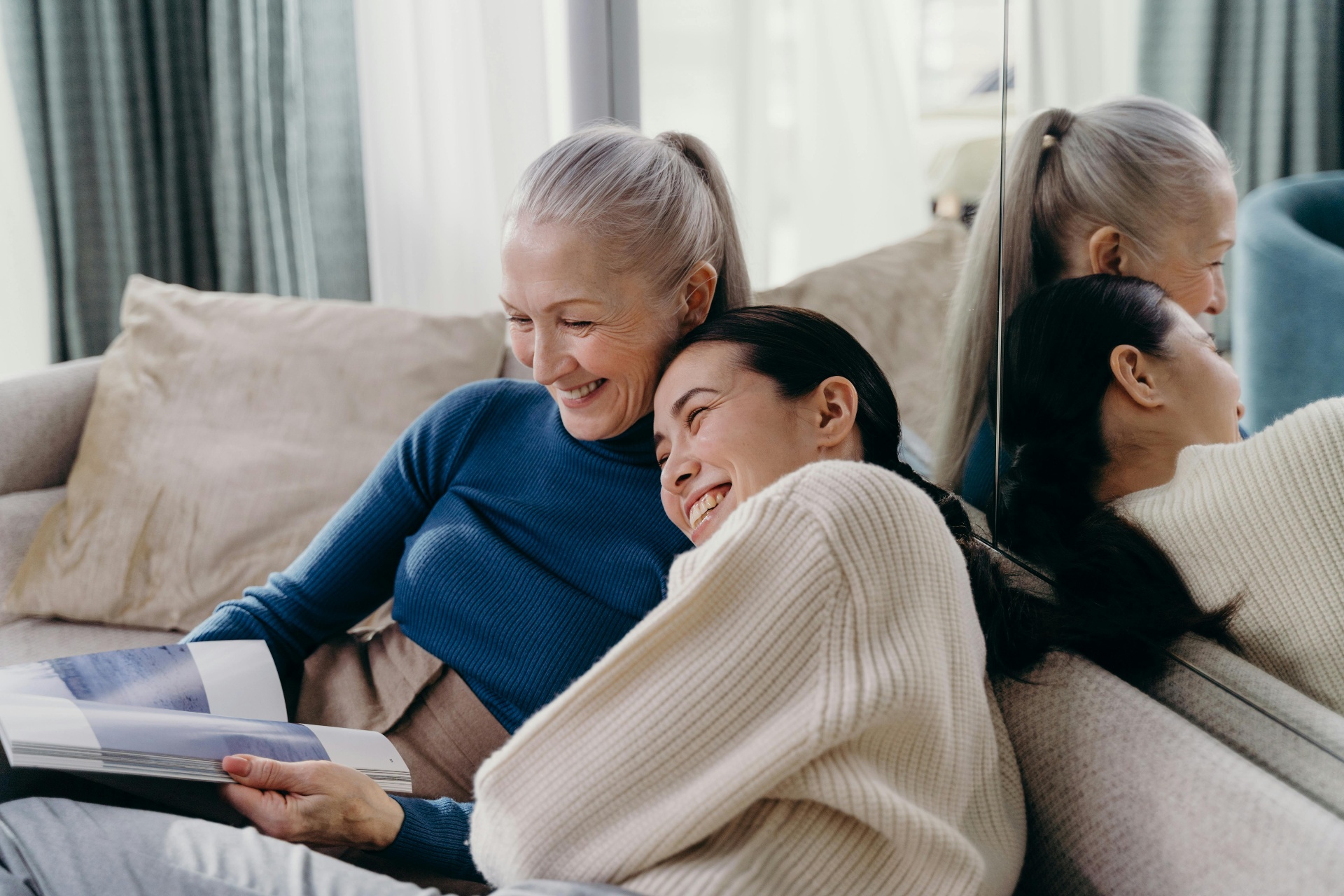 Mother and daughter sharing memories together